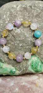 Moonstone X Rutilated Quartz X Amethyst Bracelet