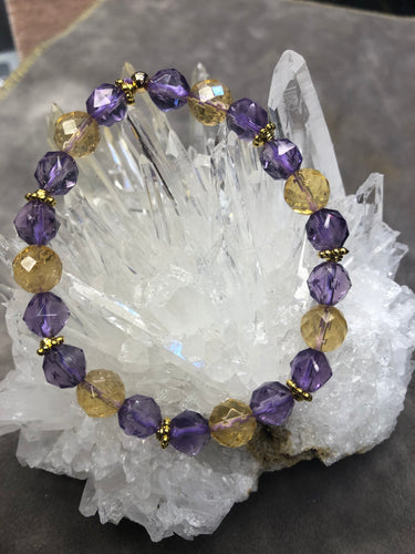 Amethyst X Citrine Faceted Bracelet