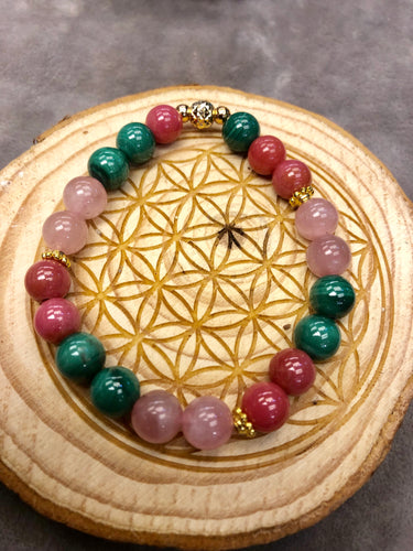Rhodonite X Malachite X Rose Quartz Bracelet