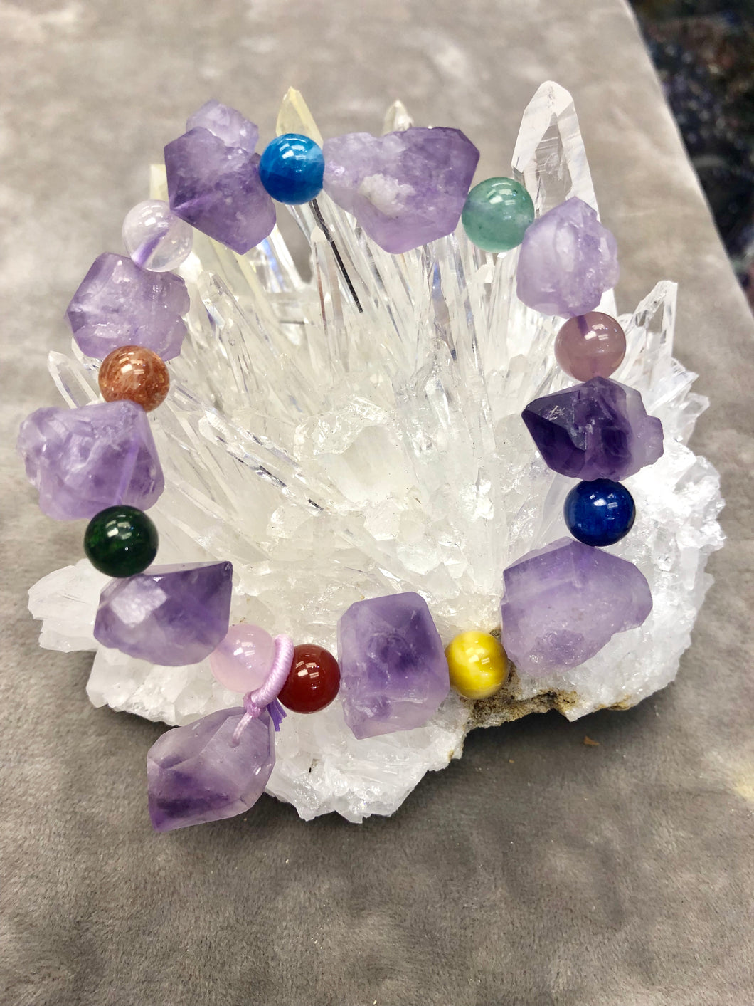 Raw Amethyst x Multi-coloured Bracelet